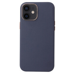 Apple iPhone 12 Mini Case Zore Leathersafe Wireless Cover Navy blue