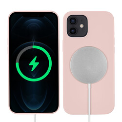 Apple iPhone 12 Mini Case Zore Silksafe Wireless Cover Light Pink
