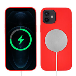 Apple iPhone 12 Mini Kılıf Zore Silksafe Wireless Kapak Kırmızı