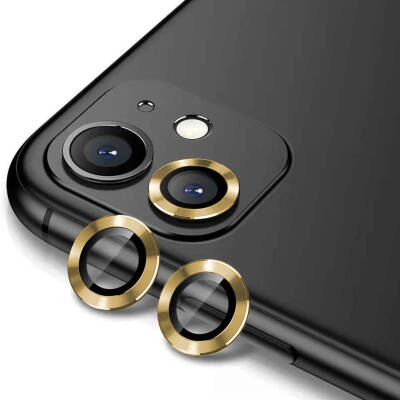 Apple iPhone 12 Mini Zore CL-12 Premium Safir Parmak İzi Bırakmayan Anti-Reflective Kamera Lens Koruyucu Gold