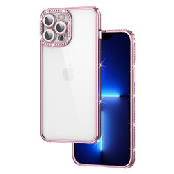 Apple iPhone 12 Pro Case Camera Protected Stone Zore Mina Cover Rose Gold