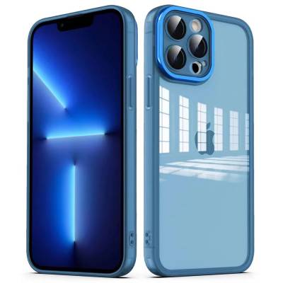 Apple iPhone 12 Pro Case Camera Protected Transparent Zore Post Cover Blue