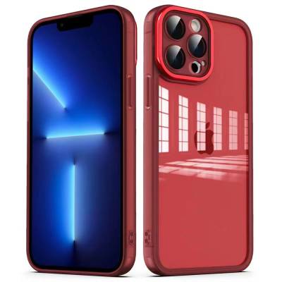 Apple iPhone 12 Pro Case Camera Protected Transparent Zore Post Cover Red