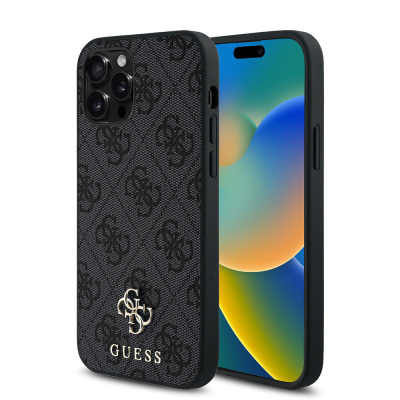 Apple iPhone 12 Pro Case Guess Original Licensed Small 4G Classic Cover Magsafe Charging Feature Black