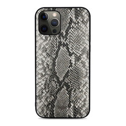 Apple iPhone 12 Pro Case Kajsa Glamorous Series Snake Pattern Cover Grey