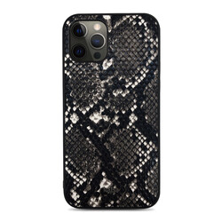 Apple iPhone 12 Pro Case Kajsa Glamorous Series Snake Pattern Cover Black