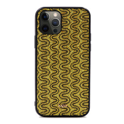Apple iPhone 12 Pro Case Kajsa Glamorous Series Waterfall Pattern Cover Yellow