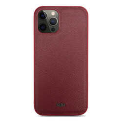 Apple iPhone 12 Pro Case ​Kajsa Luxe Collection Genuine Leather Cover Red
