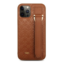 Apple iPhone 12 Pro Case Kajsa Neo Clasic Series Mono K Strap Cover Brown