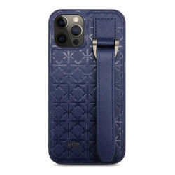 Apple iPhone 12 Pro Case Kajsa Neo Clasic Series Mono K Strap Cover Blue