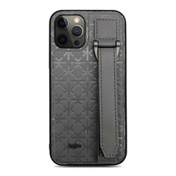 Apple iPhone 12 Pro Case Kajsa Neo Clasic Series Mono K Strap Cover Grey
