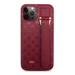 Apple iPhone 12 Pro Case Kajsa Neo Clasic Series Mono K Strap Cover Red