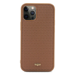 Apple iPhone 12 Pro Case Kajsa Splendid Series 3D Leaf Cover Brown