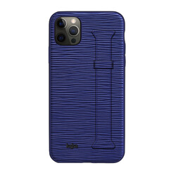 Apple iPhone 12 Pro Case Kajsa Wave Pattern Handstrap Cover Blue