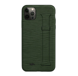 Apple iPhone 12 Pro Case Kajsa Wave Pattern Handstrap Cover Green