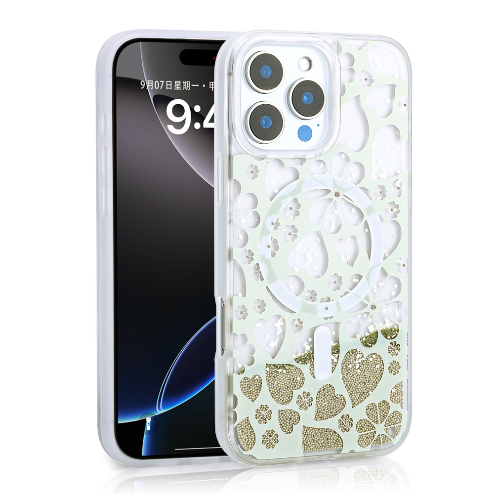 Apple iPhone 12 Pro Case Liquid Glitter Printed Transparent Back Surface Zore Mossa Silicone Cover - 2