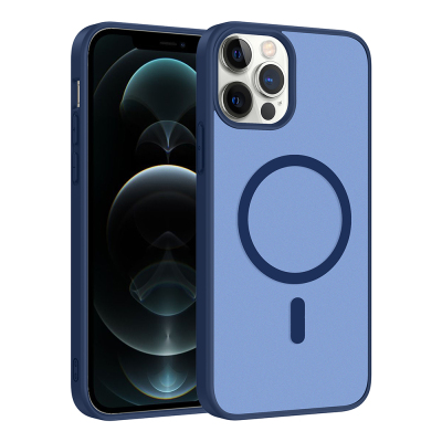 Apple iPhone 12 Pro Case M-safe Charging Feature Zore Ballet Flat Cover Blue