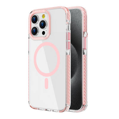 Apple iPhone 12 Pro Case Magsafe Charging Feature Airbag Wearable Strap Zore Nana Cover Pink