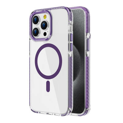 Apple iPhone 12 Pro Case Magsafe Charging Feature Airbag Wearable Strap Zore Nana Cover Purple