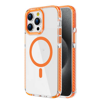 Apple iPhone 12 Pro Case Magsafe Charging Feature Airbag Wearable Strap Zore Nana Cover Orange