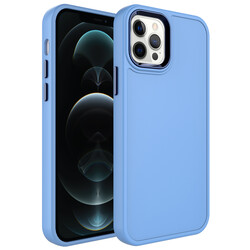 Apple iPhone 12 Pro Case Metal Frame and Button Design Hard Zore Botox Cover Blue