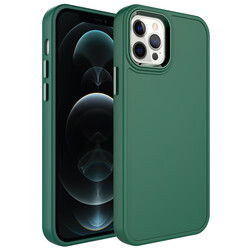 Apple iPhone 12 Pro Case Metal Frame and Button Design Hard Zore Botox Cover Dark Green