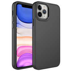 Apple iPhone 12 Pro Case Metal Frame and Button Design Silicone Zore Luna Cover Black