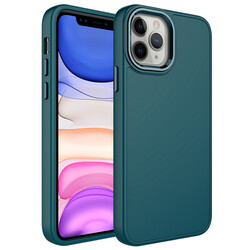 Apple iPhone 12 Pro Case Metal Frame and Button Design Silicone Zore Luna Cover Dark Green