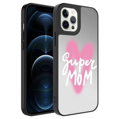 Apple iPhone 12 Pro Case Mirror Patterned Camera Protected Glossy Zore Mirror Cover Süper Anne