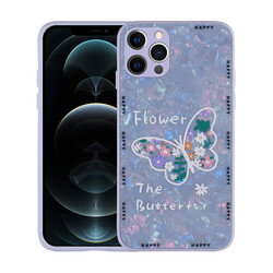 Apple iPhone 12 Pro Case Patterned Hard Silicone Zore Mumila Cover Lilac Flower