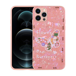 Apple iPhone 12 Pro Case Patterned Hard Silicone Zore Mumila Cover Pink Flower