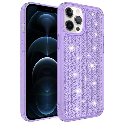 Apple iPhone 12 Pro Case With Airbag Shiny Design Zore Snow Cover Purple