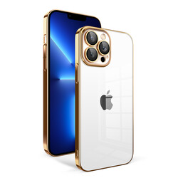 Apple iPhone 12 Pro Case With Camera Protection Color Framed Zore Garaj Cover Gold