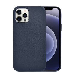 Apple iPhone 12 Pro Case Wiwu Calfskin Cover Navy blue