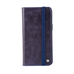 Apple iPhone 12 Pro Case Zore Genuine Leather Multi Cüzdan Case Navy blue