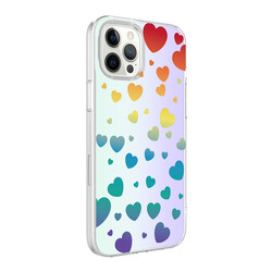 Apple iPhone 12 Pro Case Zore M-Blue Patterned Cover Heart No3