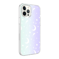 Apple iPhone 12 Pro Case Zore M-Blue Patterned Cover Moon No4