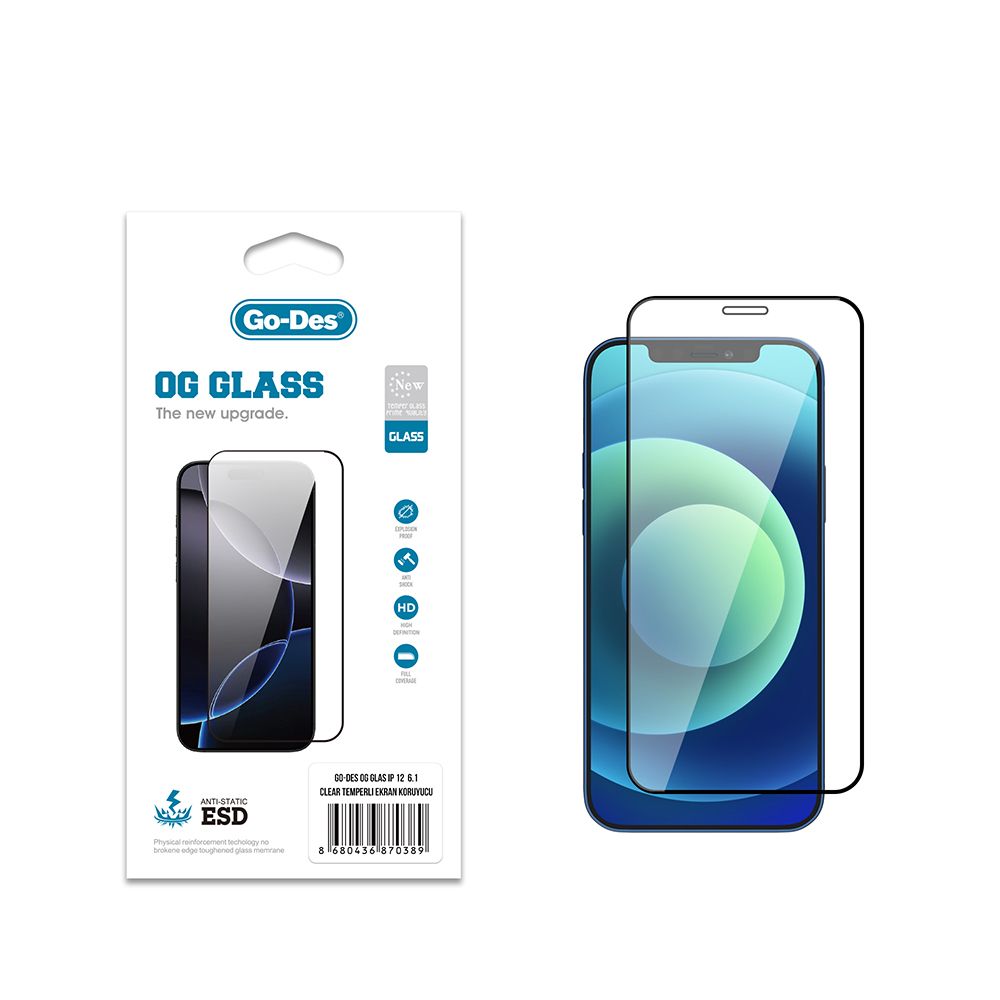 Apple iPhone 12 Pro Go Des OG Glass Antistatik Temperli Cam Ekran Koruyucu - 2