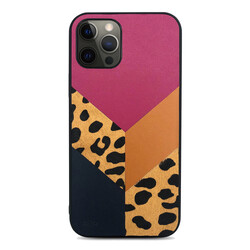 Apple iPhone 12 Pro Kılıf Kajsa Glamorous Serisi Leopard Combo Kapak Pembe