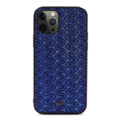 Apple iPhone 12 Pro Kılıf Kajsa Glamorous Serisi Waterfall Pattern Kapak Mavi