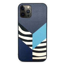 Apple iPhone 12 Pro Kılıf Kajsa Glamorous Serisi Zebra Combo Kapak Mavi