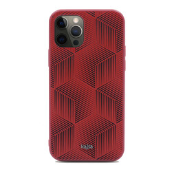 Apple iPhone 12 Pro Kılıf Kajsa Splendid Serisi 3D Cube Kapak Kırmızı