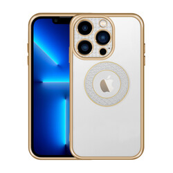 Apple iPhone 12 Pro Kılıf Kamera Korumalı Logo Gösteren Zore Esta Kapak Gold