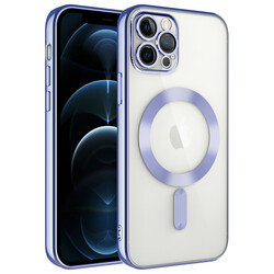 Apple iPhone 12 Pro Kılıf Kamera Korumalı Magsafe Wireless Şarj Özellikli Zore Demre Kapak Lila