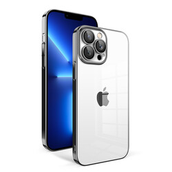 Apple iPhone 12 Pro Kılıf Kamera Korumalı Renkli Çerçeveli Zore Garaj Kapak Siyah