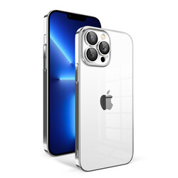 Apple iPhone 12 Pro Kılıf Kamera Korumalı Renkli Çerçeveli Zore Garaj Kapak Gümüş