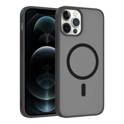 Apple iPhone 12 Pro Kılıf M-safe Şarj Özellikli Zore Babet Kapak Siyah