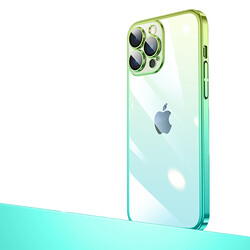 Apple iPhone 12 Pro Kılıf Parlak Renk Geçişli Kamera Korumalı Zore Senkron Kapak Yeşil-Mavi