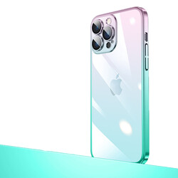 Apple iPhone 12 Pro Kılıf Parlak Renk Geçişli Kamera Korumalı Zore Senkron Kapak Pembe-Mavi