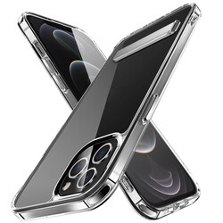 Apple iPhone 12 Pro Kılıf Standlı Şeffaf Silikon Zore L-Stand Kapak Renksiz